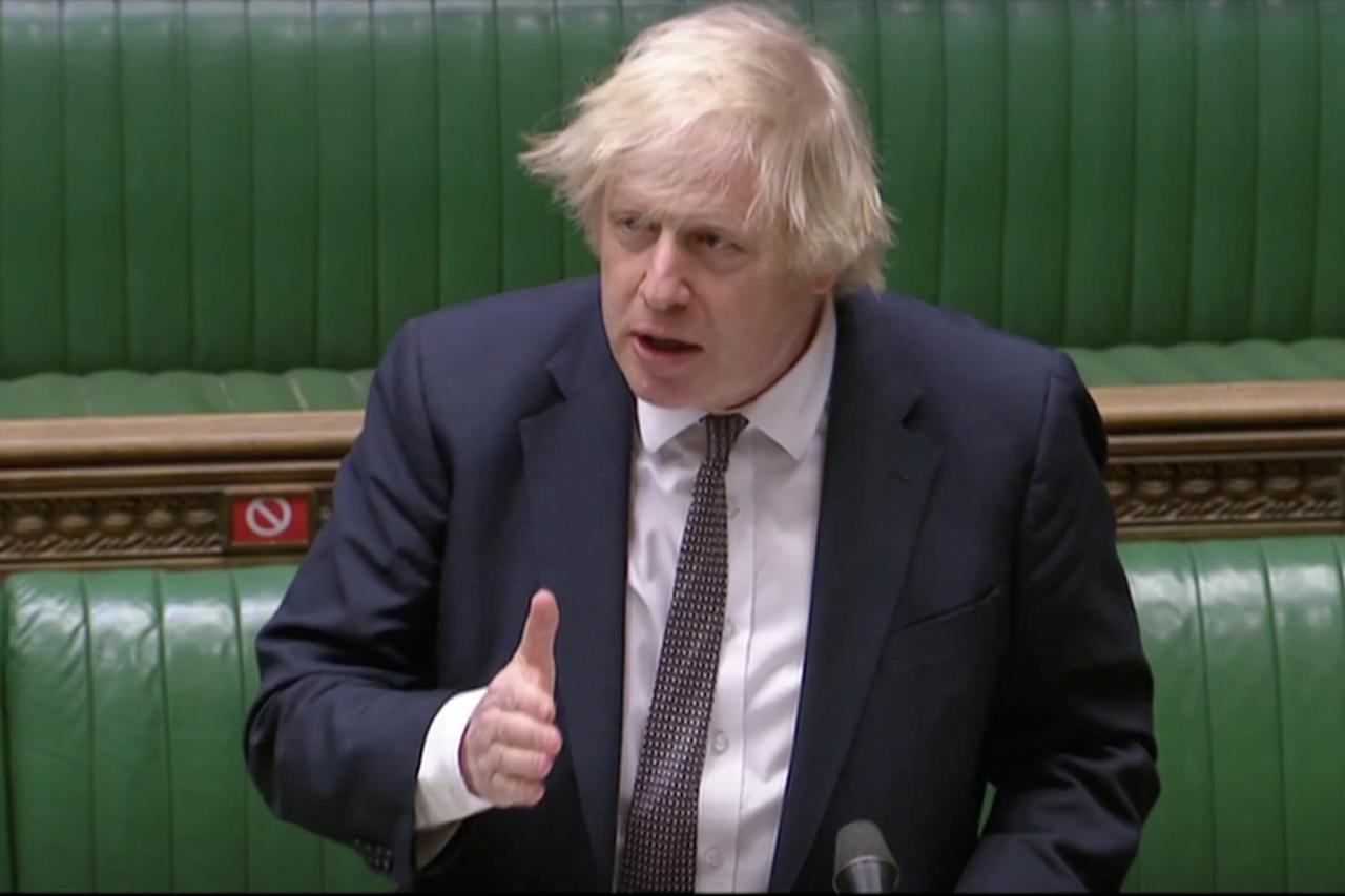 Britain's PM Johnson speaks during weekly question-time debate in London