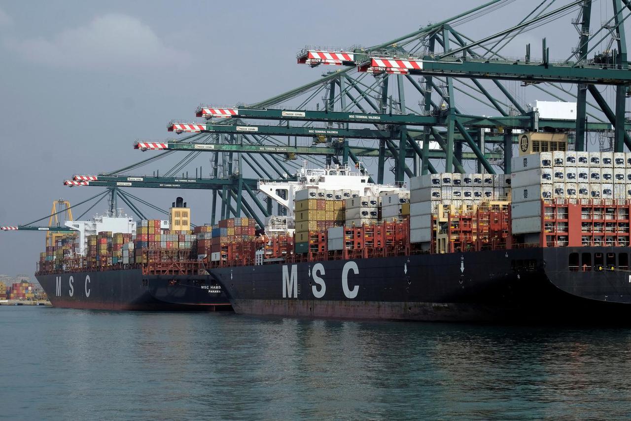 FILE PHOTO: MSC cargo ships are docked at the MSC container terminal at the Port of Valencia