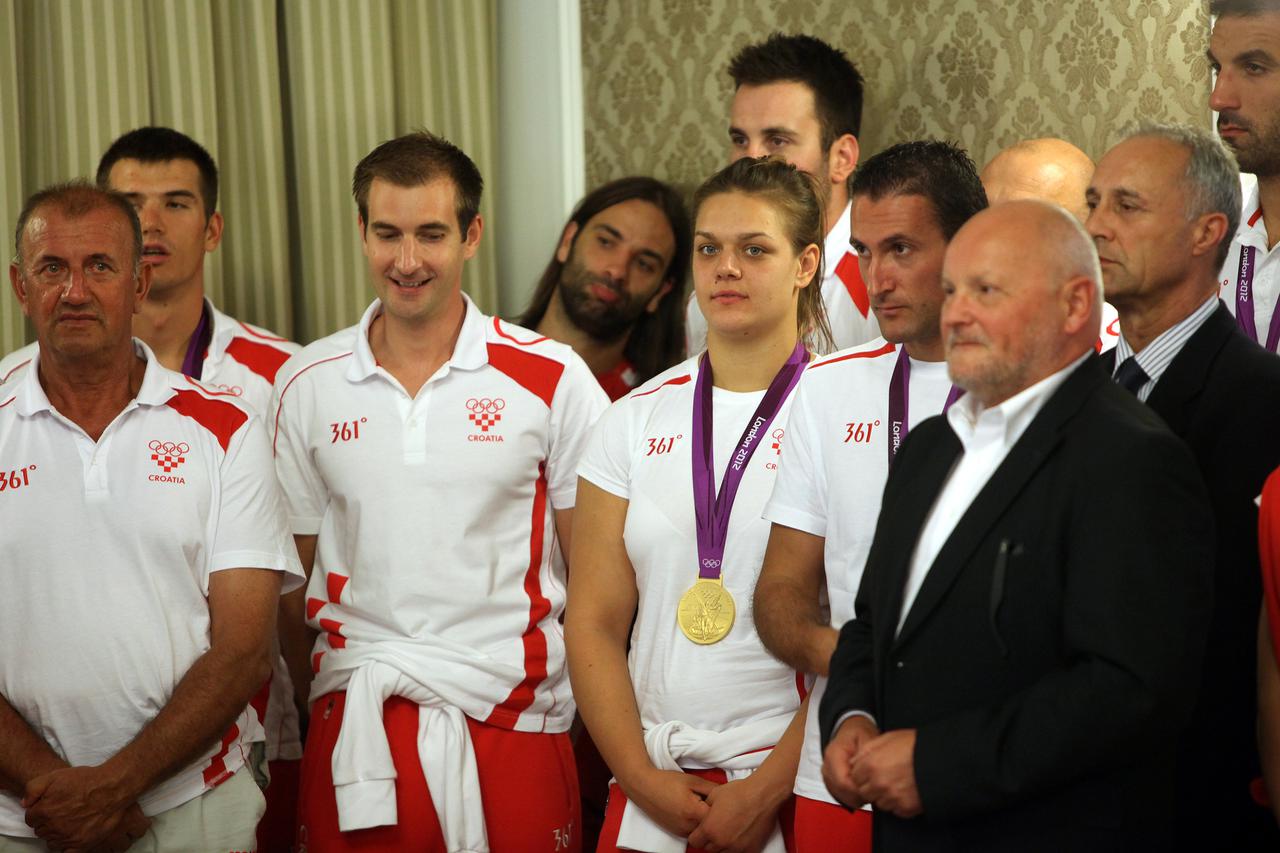 3.08.2012., Zagreb - Svecani prijem u Banskim dvorima za sportasice i sportase, dobitnike odlicja na Olimpijskim igrama 2012. u Londonu. Predsjednik Vlade RH cestitao im je na postignutim rezultatima. Photo: Robert Anic/PIXSELL