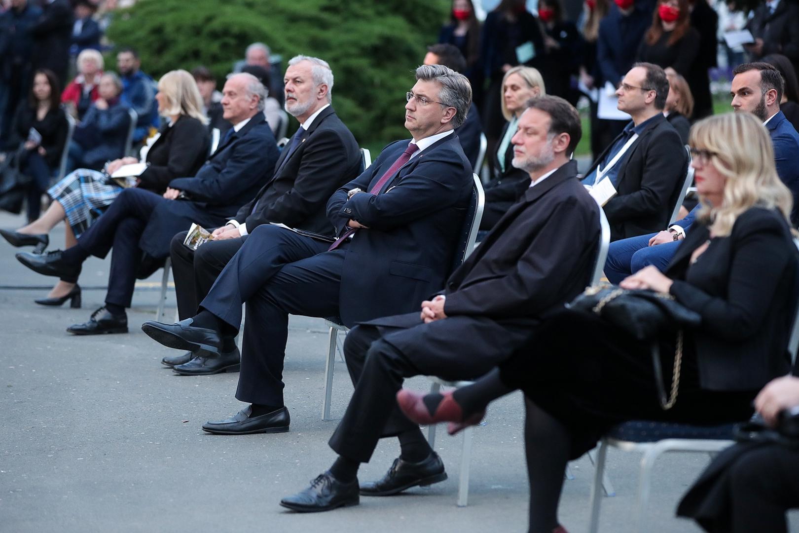 30.05.2020., Zagreb - Svecani koncert ispred HNK u povodu Dana drzavnosti. Ante Sanader, Andrej Plenkovic, Gordan Jandrokovic.

Photo: Goran Stanzl/PIXSELL