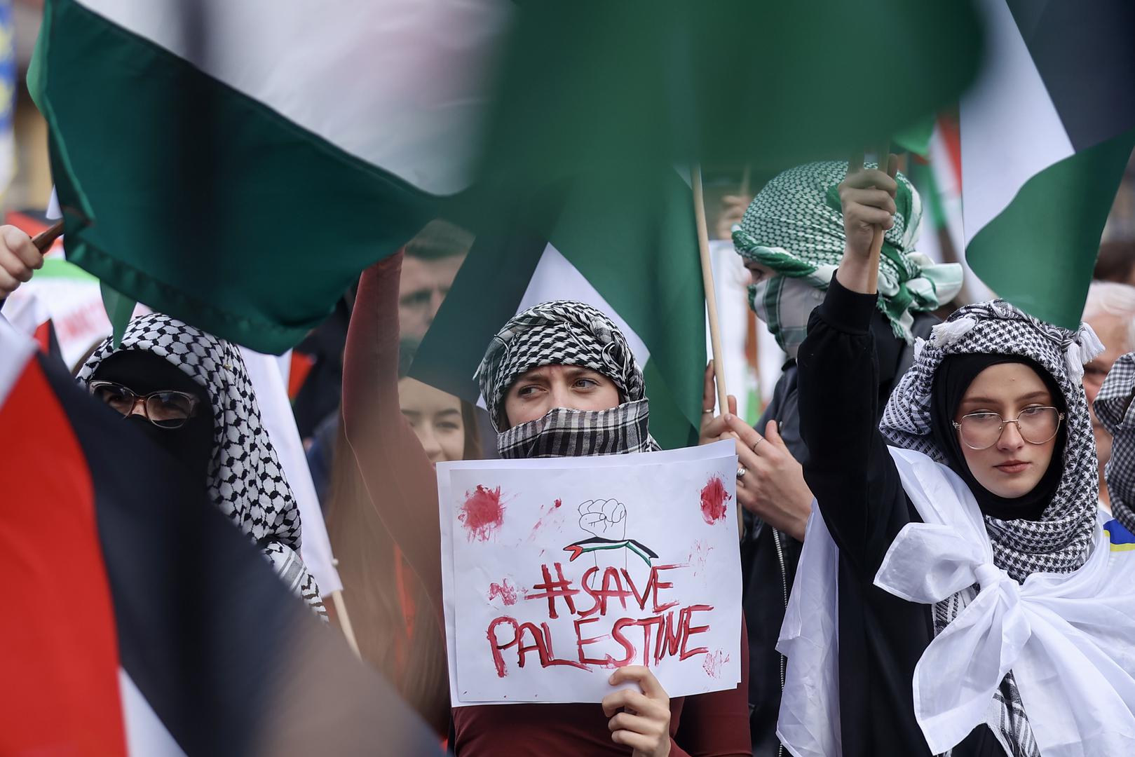 22.10.2023., Sarajevo, Bosna i Hercegovina - Prosvjed podrske Palestinskom narodu odrzan je u Sarajevu. Photo: Armin Durgut/PIXSELL