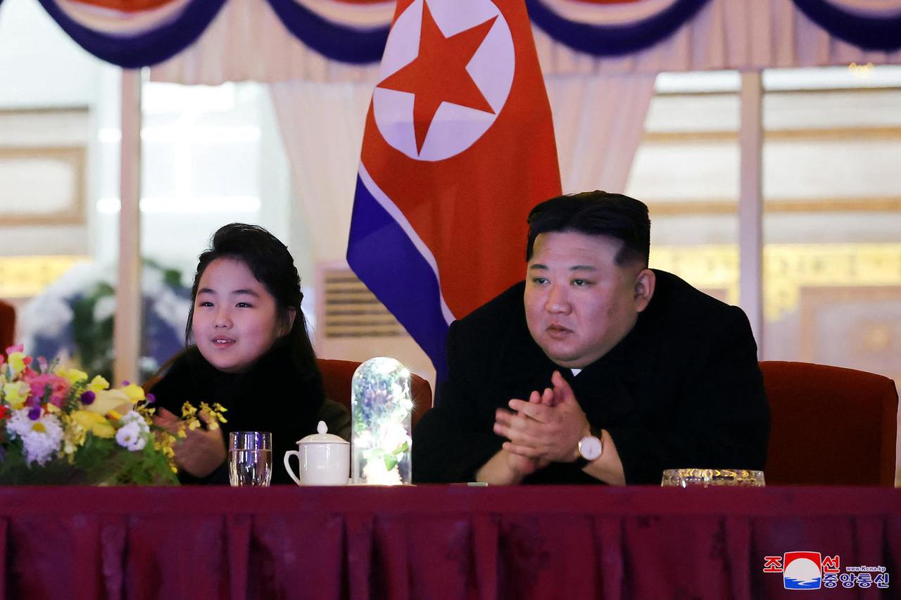 North Korean leader Kim Jong Un attends the 2024 New Year's Grand Performance at the May 1st Stadium in Pyongyang