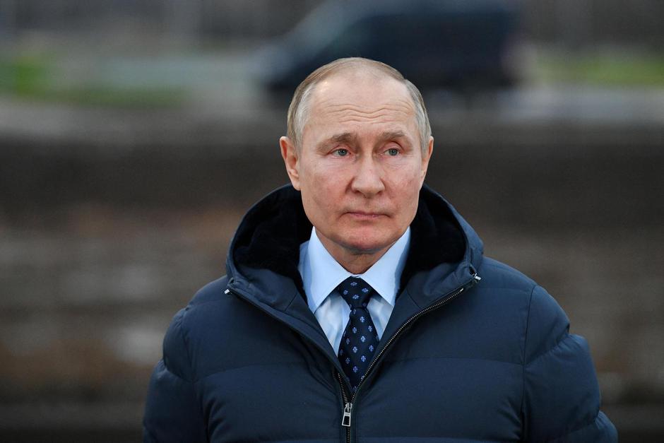 Russian President Putin visits a transport hub under construction in Tver region