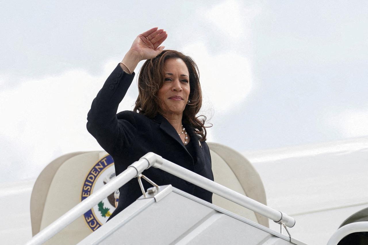 FILE PHOTO: U.S. Vice President Harris departs Houston