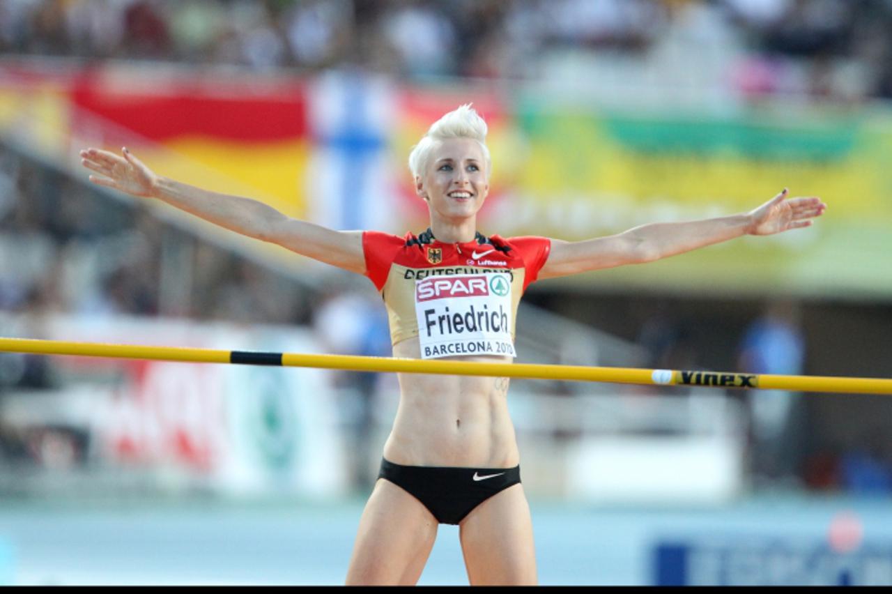 'Ariane Friedrich, Deutschland, Hocsprung Frauen Barcelona, 01.08.2010, European Athletics Championships, Barcelona 2010, Foto: APF  Veroeffentlichung nur gegen Honorar, zahlbar an -  APF - Agentur fu