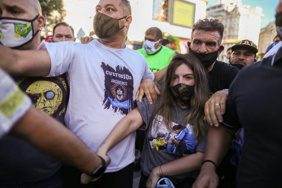 Argentines protest to demand justice after the death of soccer legend Diego Armando Maradona, in Buenos Aires