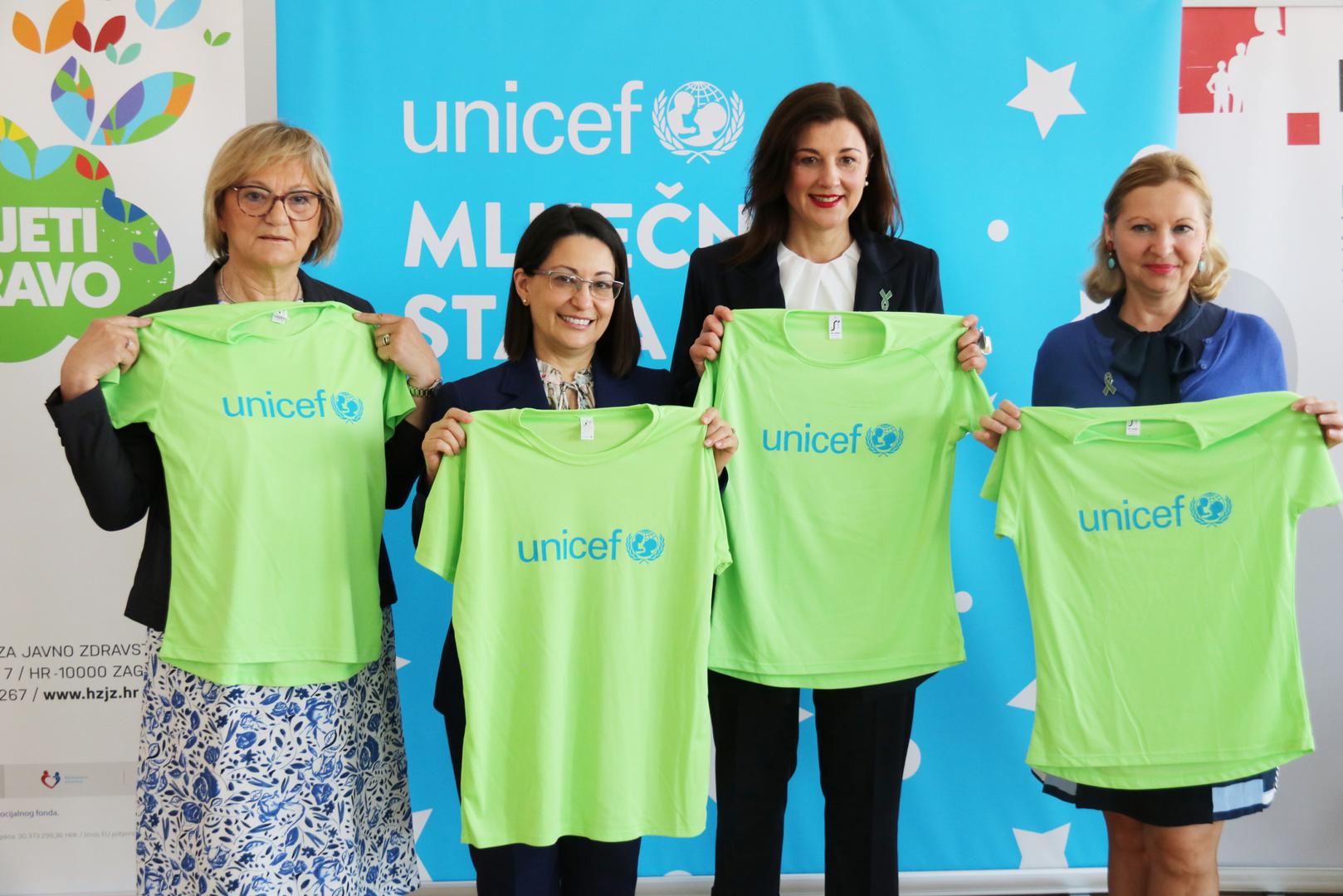 prim. Vera Katalinić Janković, posebna savjetnica ministra zdravstva, Regina M. Castillo, predstojnica Ureda UNICEF-a za Hrvatsku, prof. dr. sc. Sanja Musić Milanović, voditeljica programa Živjeti zdravo (HZJZ), dr. sc. Dubravka Brezak Stamać, ravnateljica Agencije za odgoj i obrazovanje