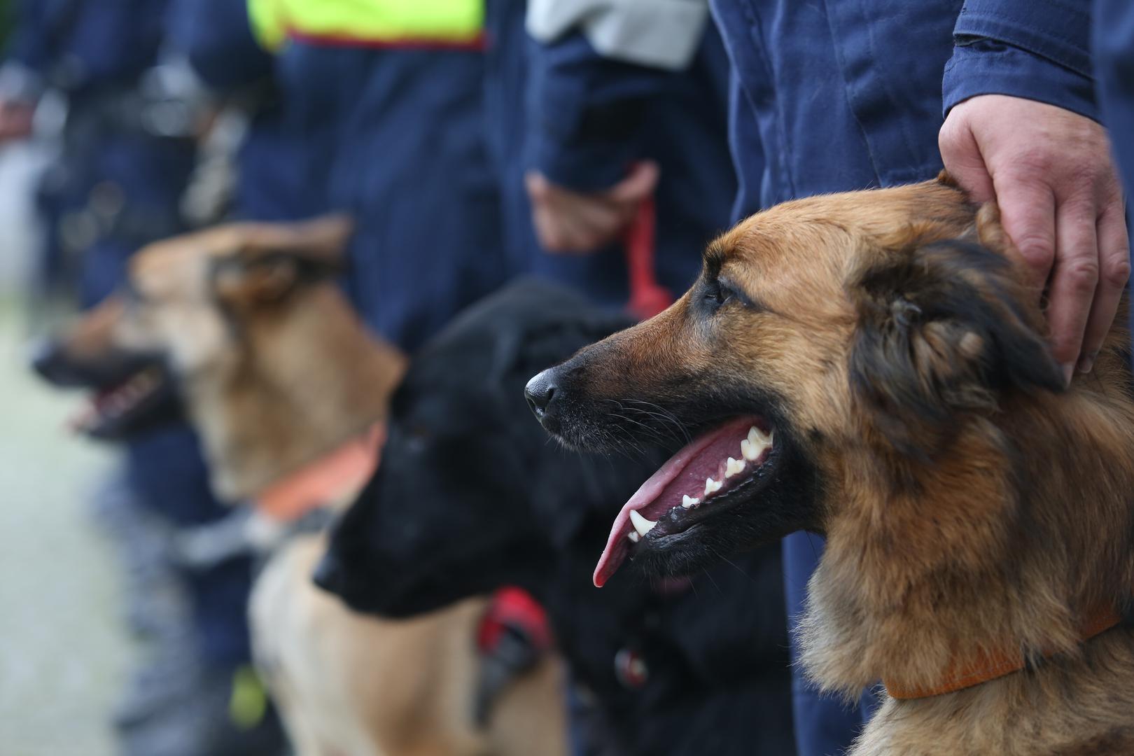 Ministar unutarnjih poslova Davor Božinović na ostrojavanju državne intervencijske postrojbe civilne zaštite na poligonu Vatrogasne škole u Zagrebu