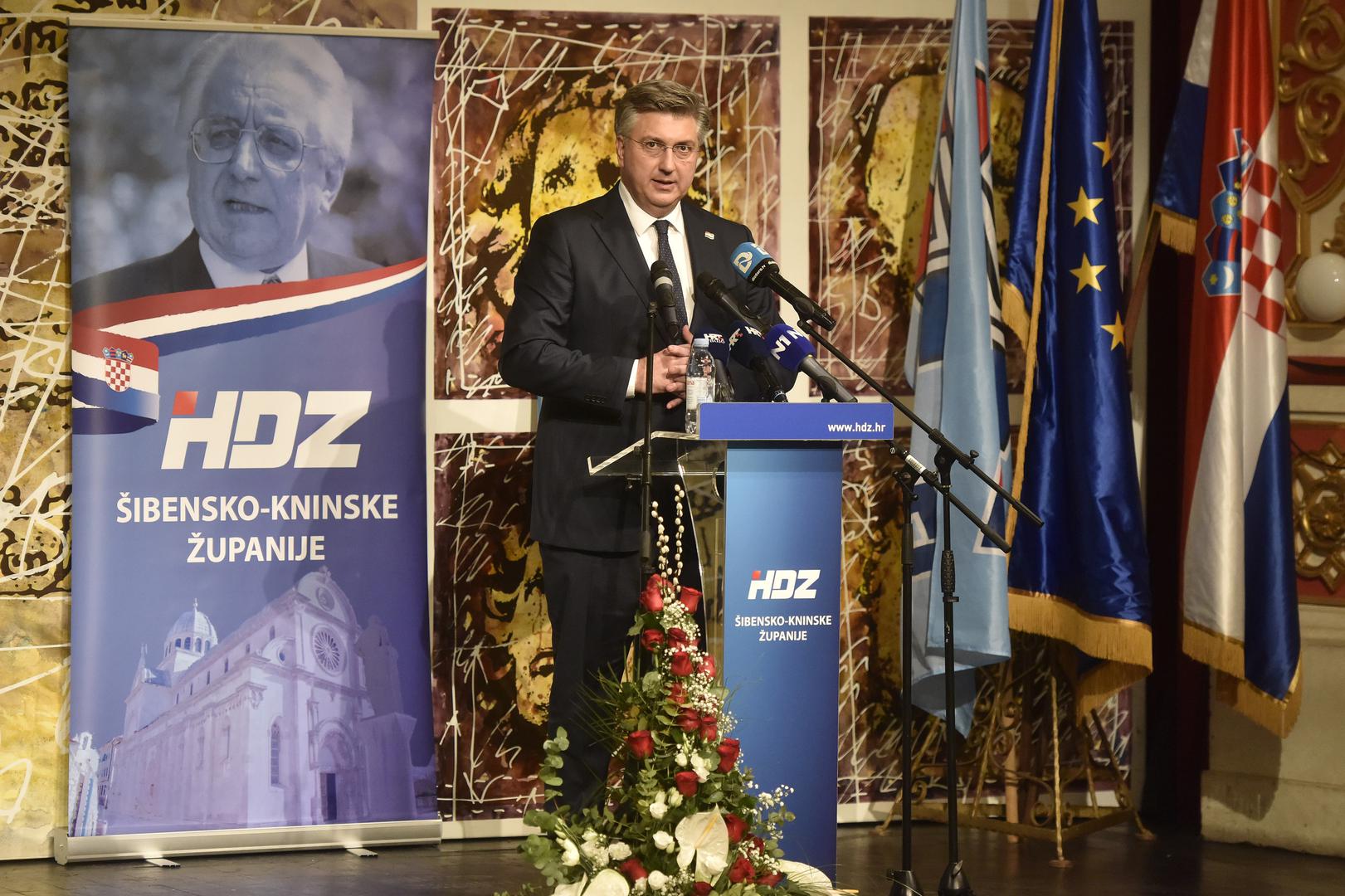 09.03.2024., Sibenik - Premijer i predsjednik stranke Andrej Plenkovic sudjelovao je na svecanom obiljezavanju 34.obljetnice HDZ-a Sibensko-kninske zupanije i grada Sibenika.  Photo: Hrvoje Jelavic/PIXSELL