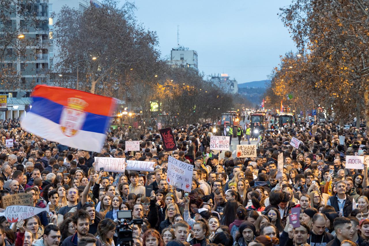 Serbian students protest against beating of their colleagues in Novi Sad