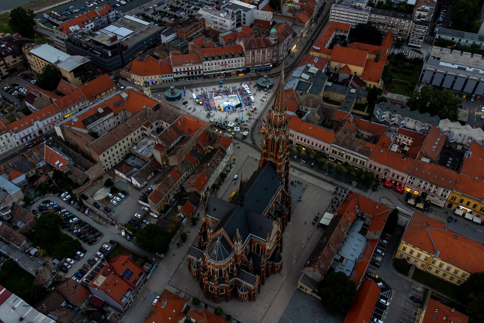 25.06.2023., Osijek - Zracna fotografija PRO 3x3 Toura koj ise odrzava na Trgu na Ante Starcevica. Photo: Davor Javorovic/PIXSELL