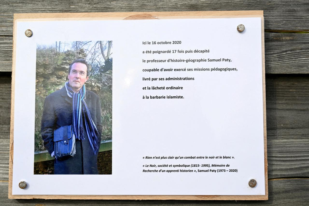 FILE PHOTO: Tribute ceremony for slain French teachers Samuel Paty and Dominique Bernard at the Bois d'Aulne school in Conflans-Sainte-Honorine