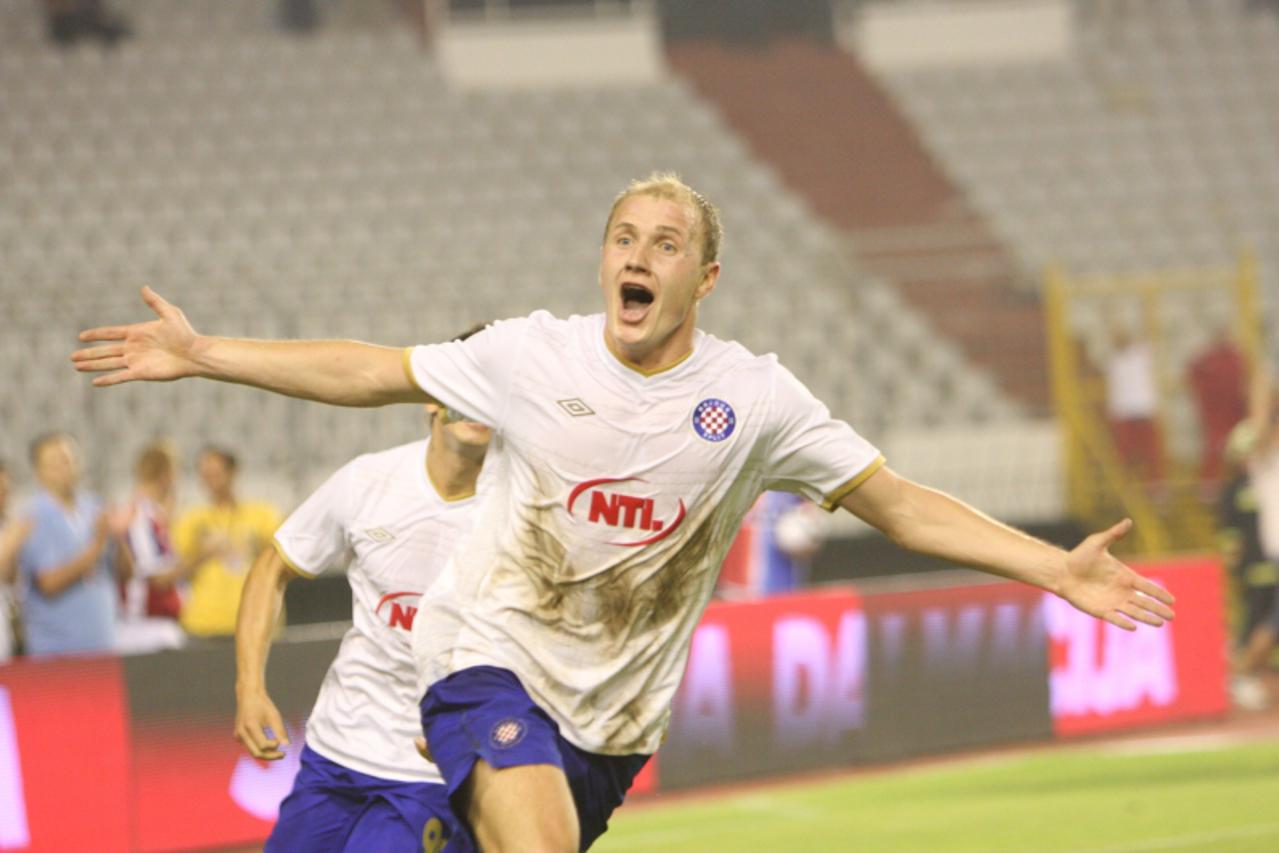 '19.08.2010., Split - Na stadionu Poljud odigrana je nogometna utakmica 4. pretkola Europske lige izmedju HNK Hajduk i Unirea Urziceni. Strijelac Senijad Ibricic. Photo: Ivo Cagalj/PIXSELL'