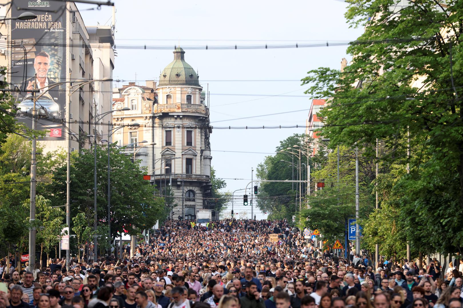 Serbia's main opposition parties protest against violence and in reaction to the two mass shootings in the same week, that have shaken the country, in Belgrade, Serbia, May 19, 2023. REUTERS/Marko Djurica Photo: MARKO DJURICA/REUTERS