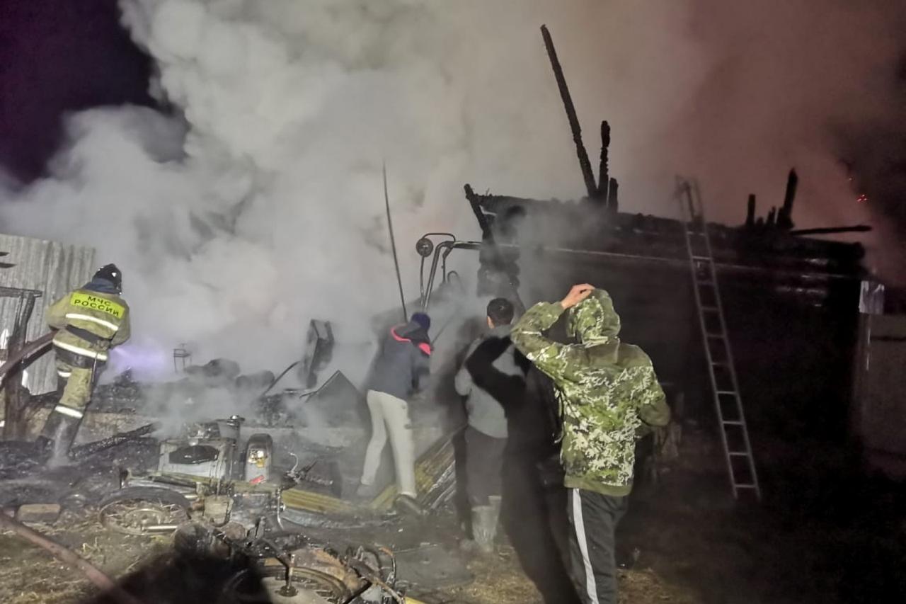 A site of fire in a retirement home at the village of Ishbuldino