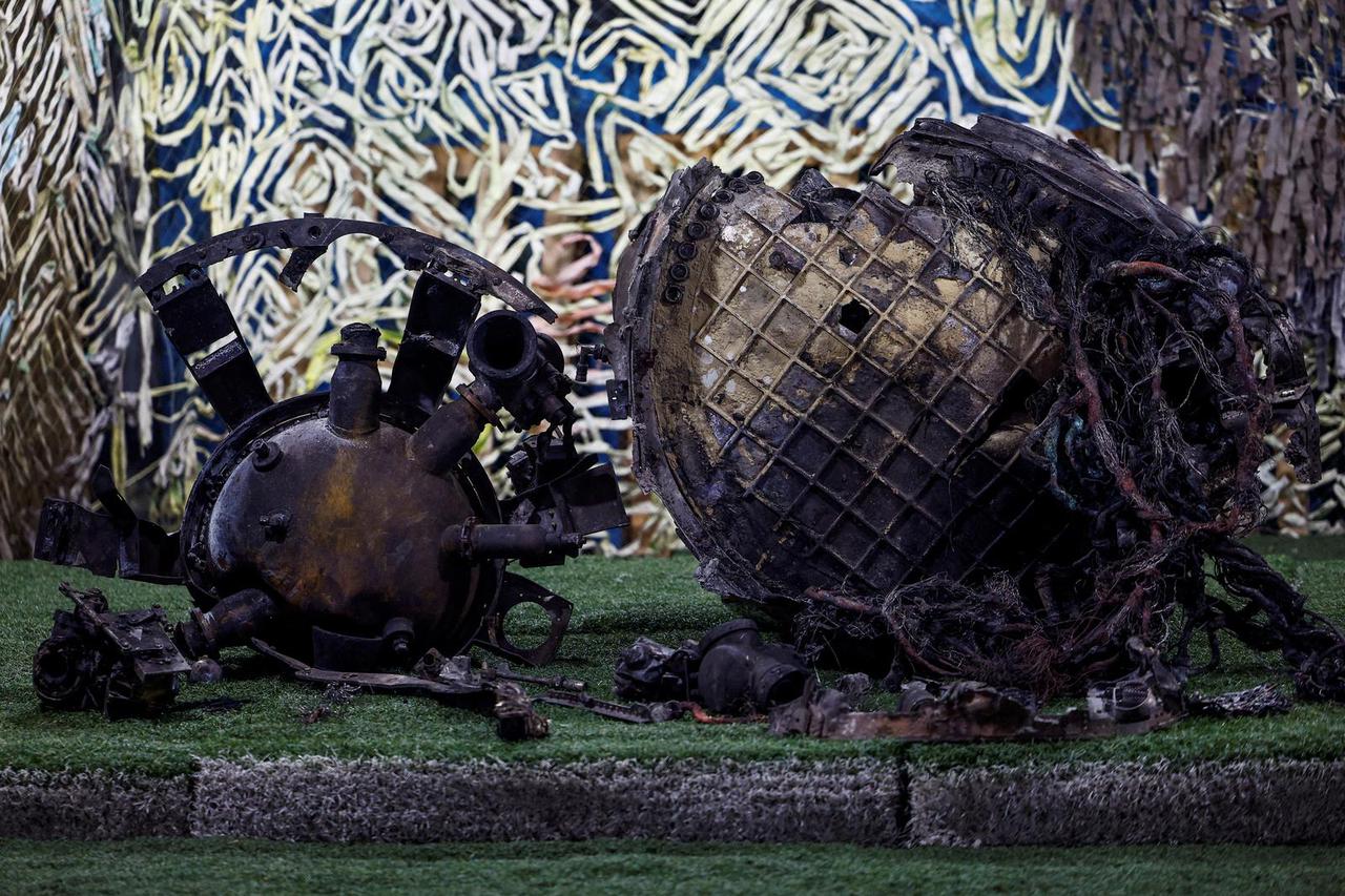 FILE PHOTO: Parts of ballistic missile used by Russia in strike towards Dnipro city are displayed at undisclosed location