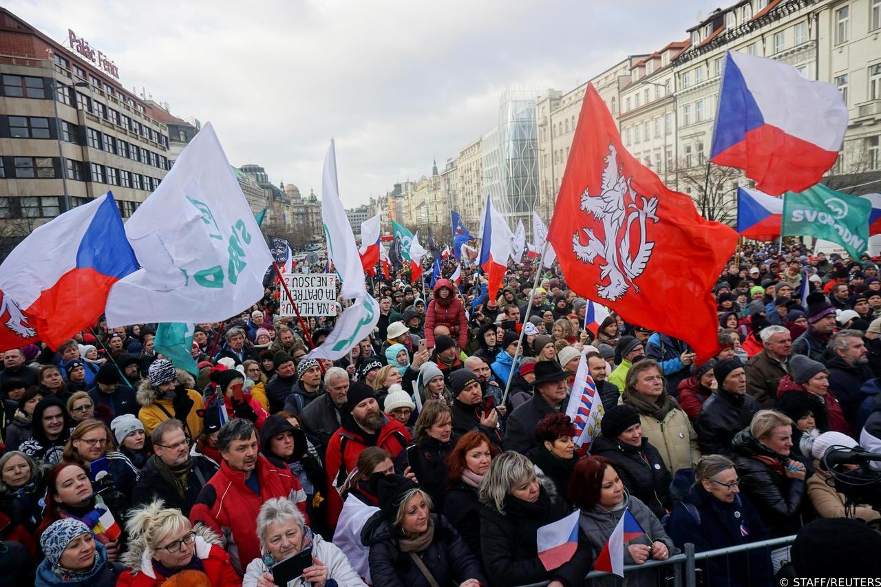 Protest against Czech government's restrictions imposed to contain the spread of the coronavirus disease, in Prague