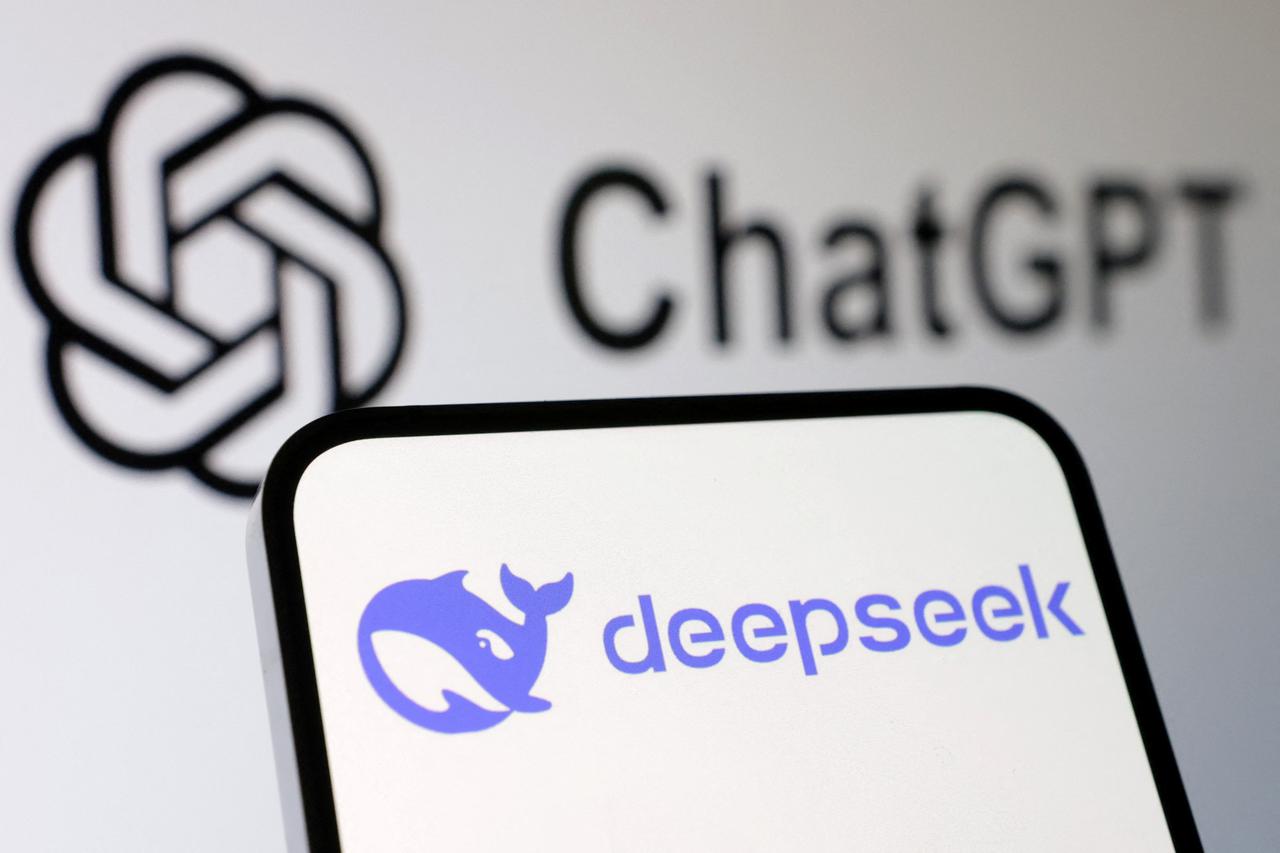 Illustration shows Deepseek and ChatGPT logos