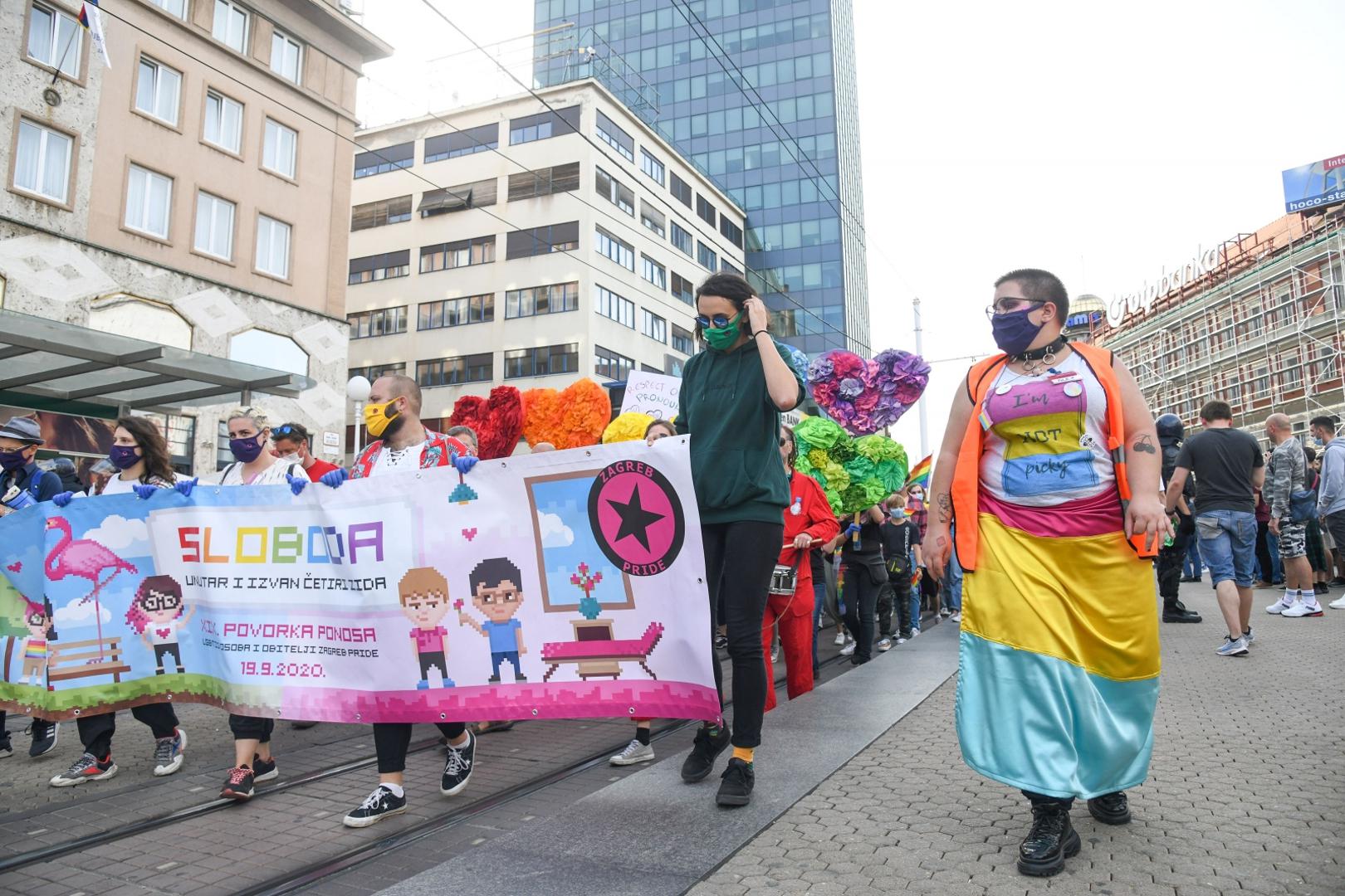 19.09.2020., Zagreb - 19. Povorka ponosa LGBTIQ osoba i obitelji Zagreb Pride 2020 pod sloganom "Sloboda unutar i izvan cetiri zida". Povorka je po prvi puta krenula s Trga svetog Marka. Photo: Josip Regovic/PIXSELL