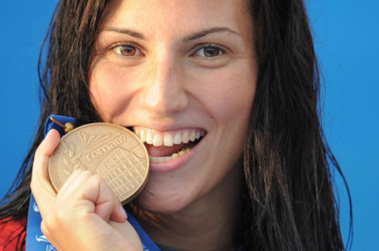 \'Bronze medalist Austria\'s Mirna Jukic competes during the women\'s 200m breaststroke final on July 31, 2009 at the FINA World Swimming Championships in Rome. AFP PHOTO / MARTIN BUREAU\'