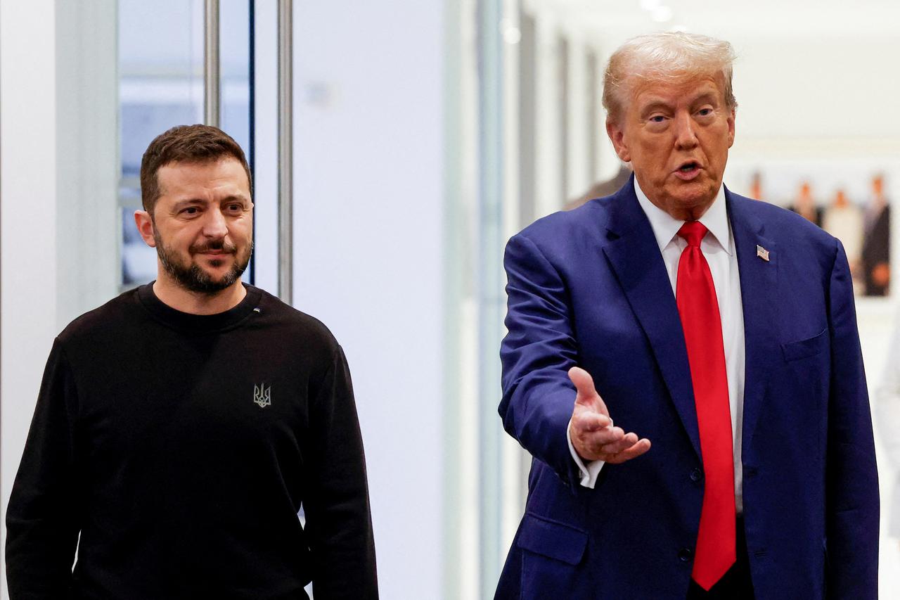 Republican presidential nominee and former U.S. President Donald Trump and Ukraine's President Volodymyr Zelenskiy meet in New York