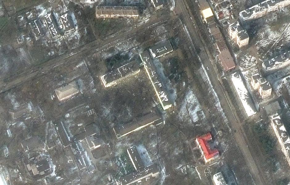 A satellite image shows a hospital after an attack, in Mariupol