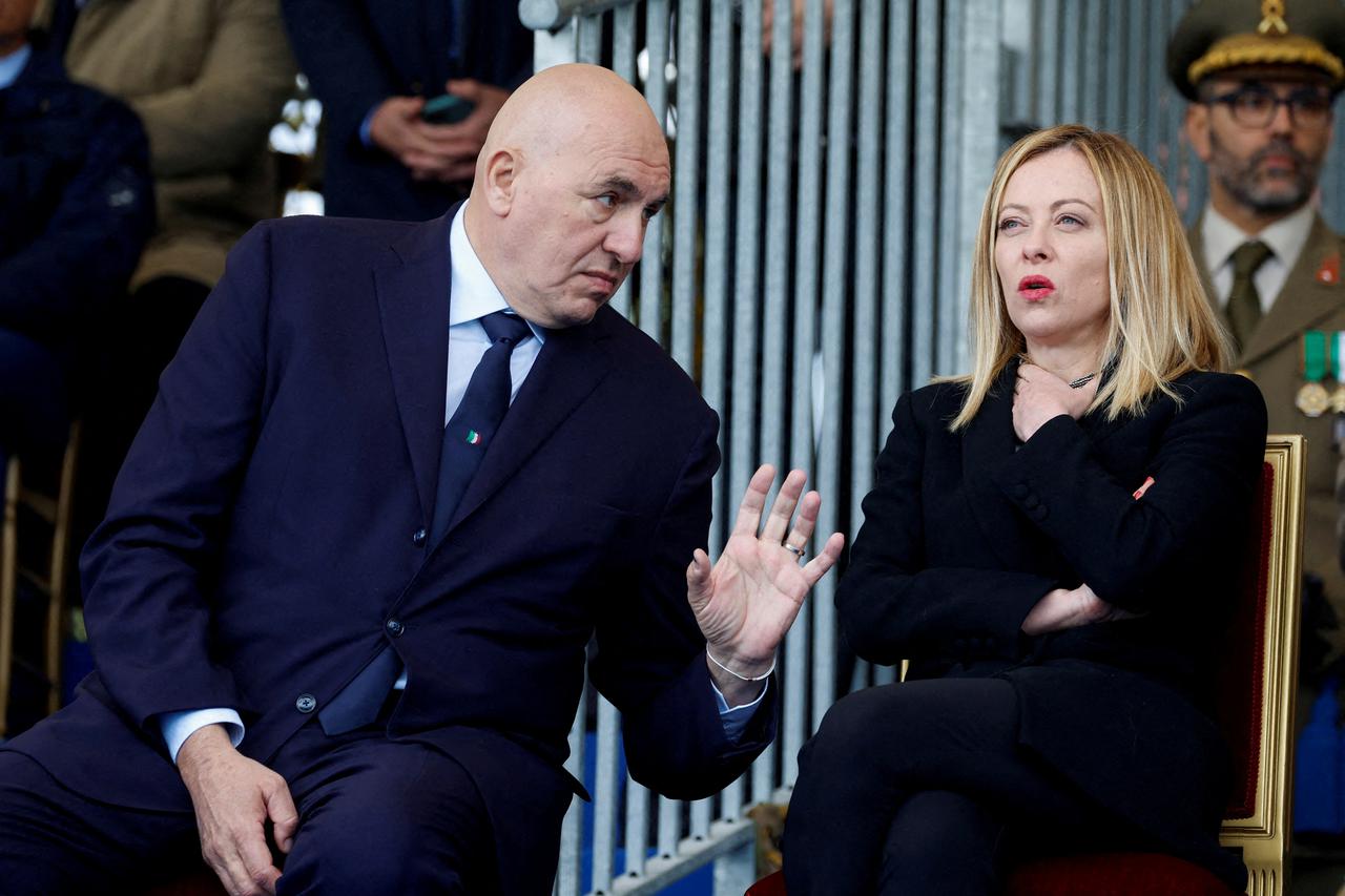 FILE PHOTO: Italy's PM Giorgia Meloni attends a ceremony to mark the 163rd anniversary of the Italian Army