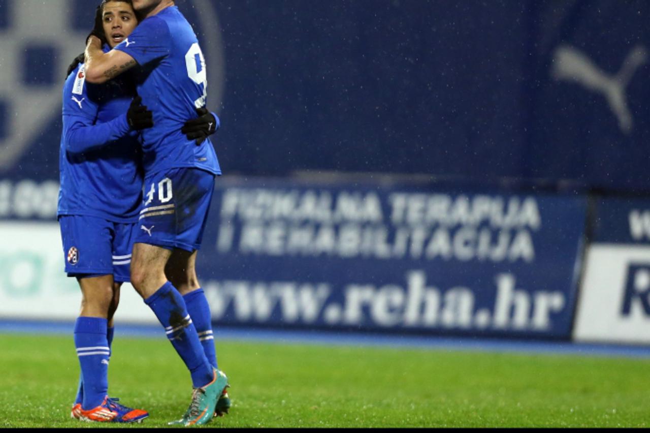 '30.11.2012., stadion u Maksimiru, Zagreb - MAXtv 1. HNL, 18. kolo, GNK Dinamo - NK Lokomotiva. Slavlje nakog gola, Duje Cop, Luis Ibanez. Photo: Sanjin Strukic/PIXSELL'