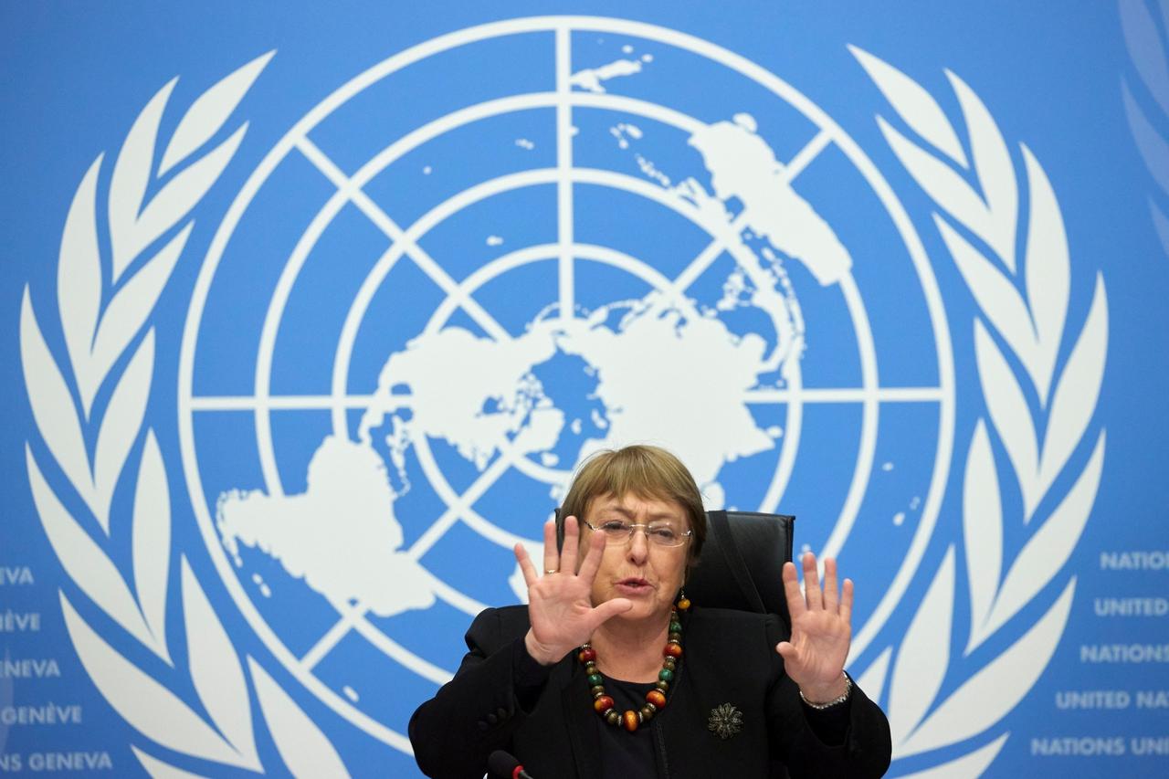 U.N. High Commissioner for Human Rights Bachelet attends a news conference in Geneva