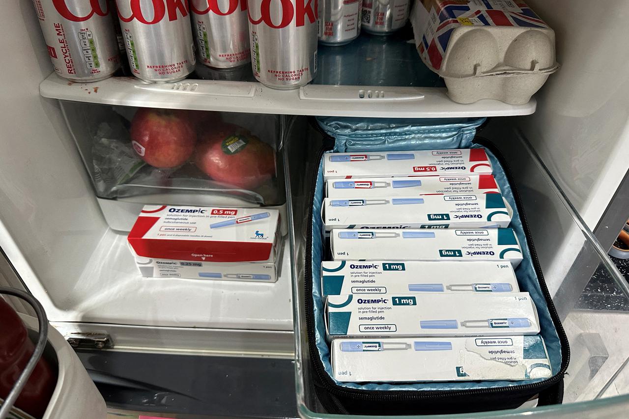 FILE PHOTO: A handout photo shows a nine-month supply of Novo Nordisk's diabetes drug Ozempic stored in a refrigerator in London