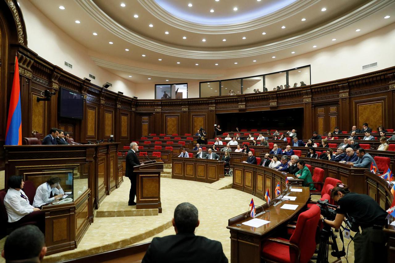 Armenian Prime Minister Pashinyan addresses parliament in Yerevan