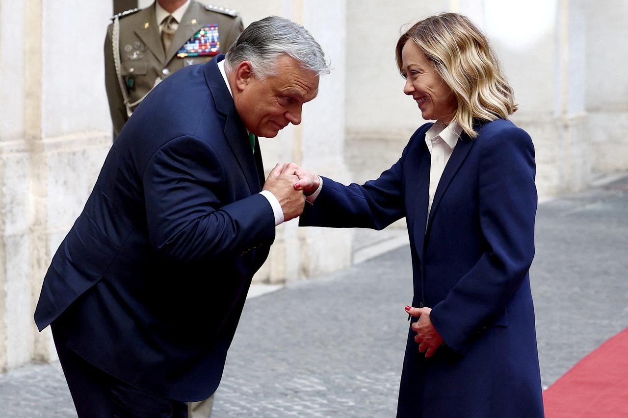 FILE PHOTO: Italian PM Meloni and Hungarian PM Orban meet in Rome