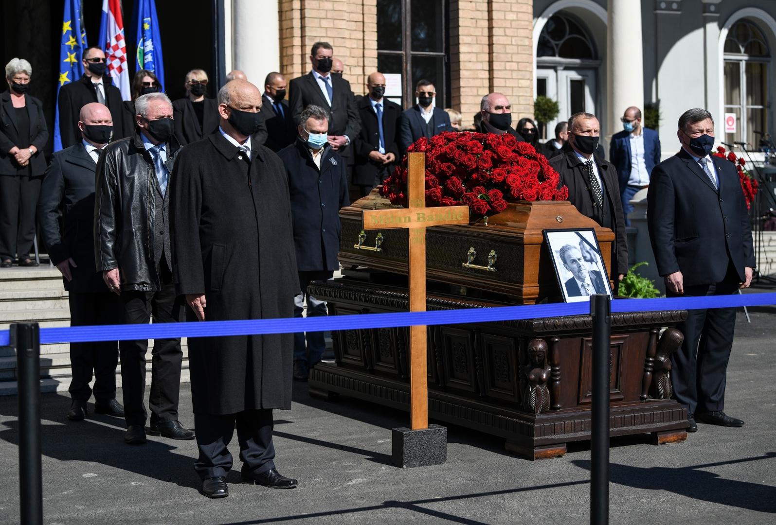 03.03.2021., Zagreb - Posljednji ispracaj gradonacelnika Milana Bandica na groblju Mirogoj. Ljubo Cesic Rojs, Mladen Markac Photo: Josip Regovic/PIXSELL