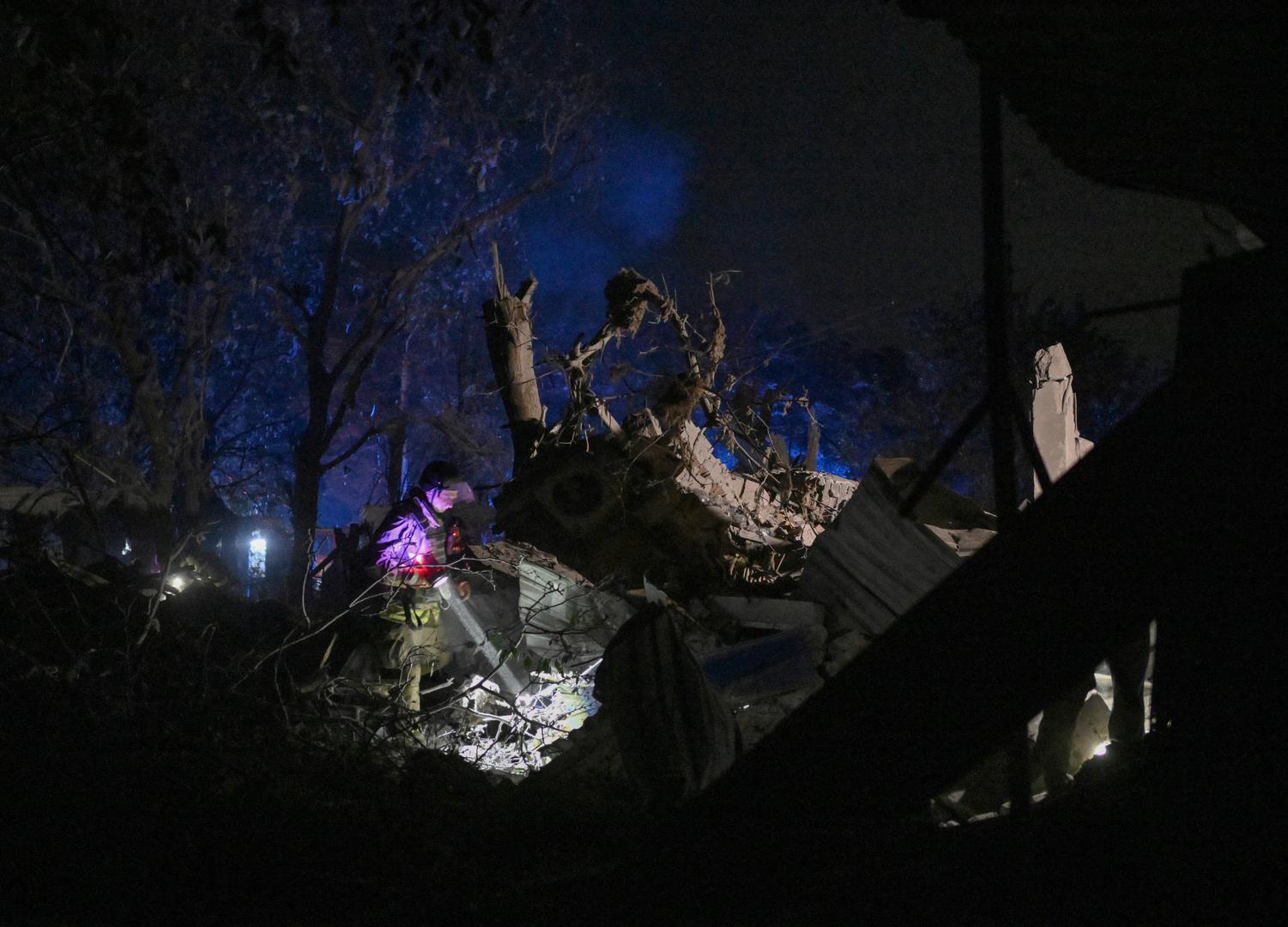 Ukrainian emergency services conduct a search and rescue operation among the rubble of a destroyed hotel following a Russian strike in the town of Kramatorsk on August 24, 2024, amid the Russian invasion of Ukraine. A nighttime Russian strike on a hotel in the eastern Ukrainian city of Kramatorsk wounded two journalists, while a third was missing in the rubble, authorities said Sunday. Vadym Filashkin, head of the Donetsk regional government, said the journalists were British, US and Ukrainian nationals and that a search operation was underway for the missing journalist.   GENYA SAVILOV/Pool via REUTERS Photo: GENYA SAVILOV/REUTERS