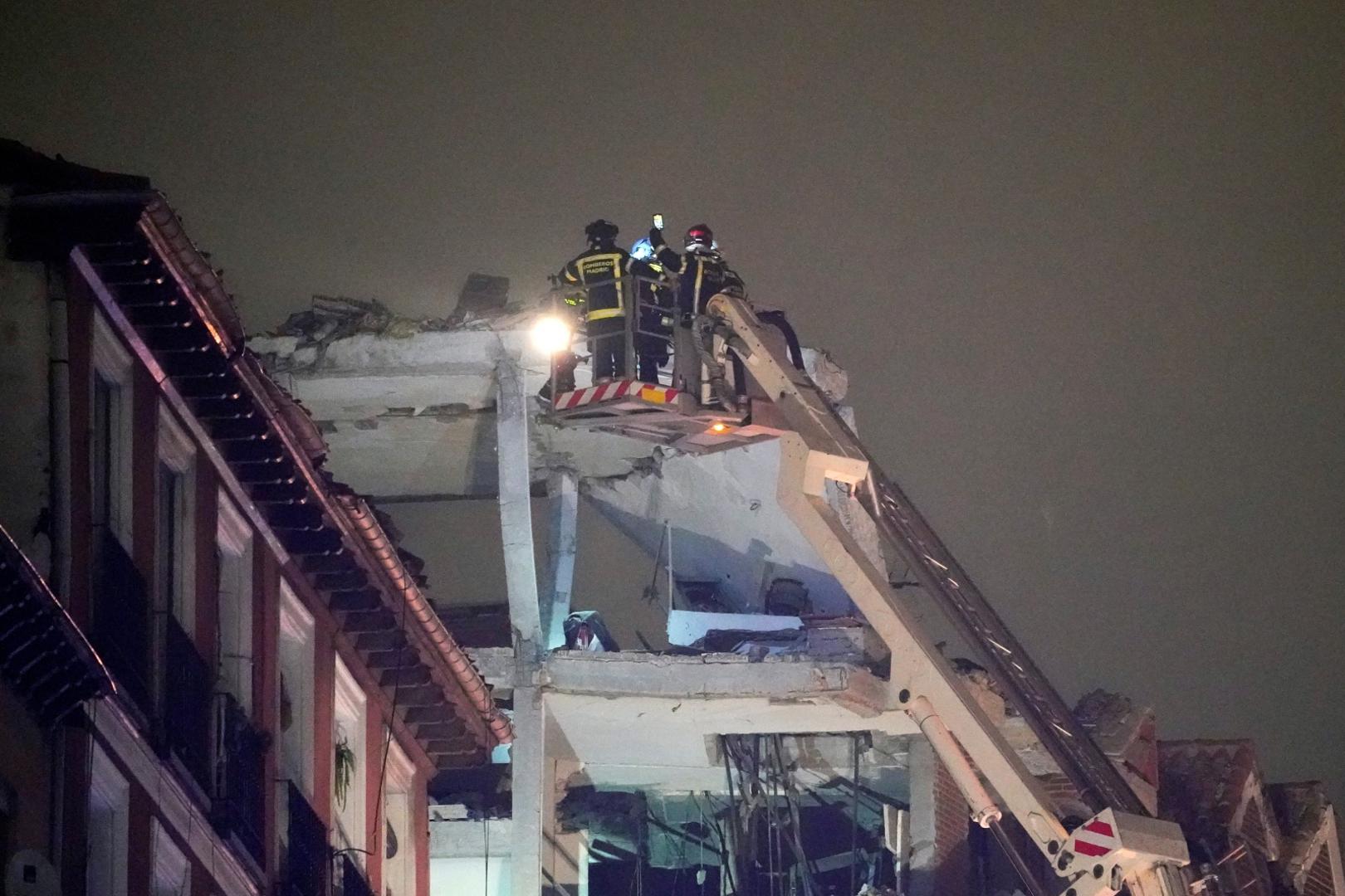 Explosion in Madrid downtown Firefighters work after a deadly explosion at a building belonging to the Catholic Church in Madrid downtown, Spain, January 20, 2021. REUTERS/Juan Medina JUAN MEDINA