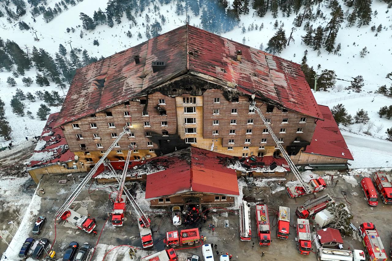 Hotel fire at a ski resort in Turkey