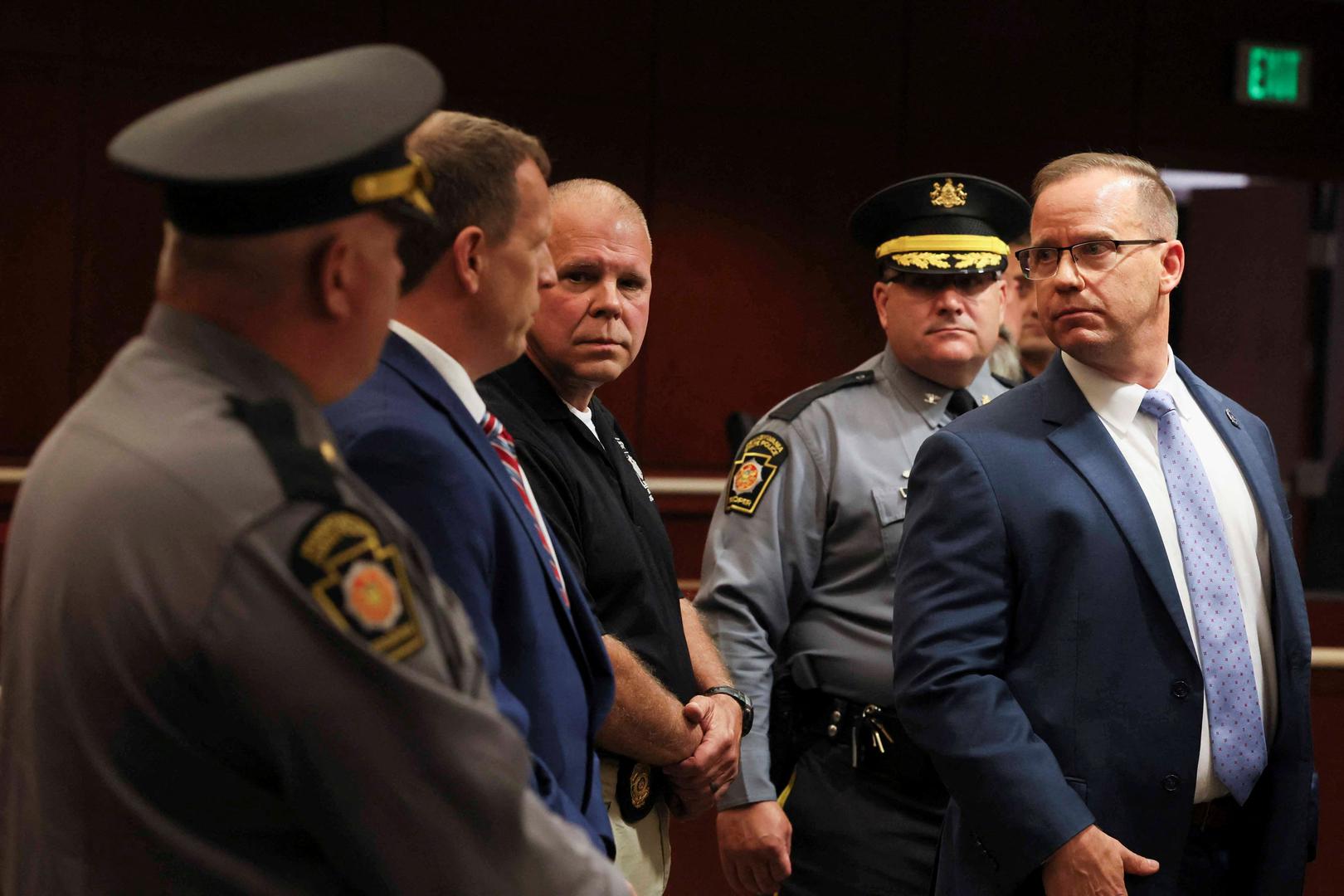 Kevin Rojek, special agent in charge of the FBI Pittsburgh field office, Deputy Commissioner of Operations Lieutenant Colonel George Bivens and Pennsylvania State Police Colonel Christopher Paris attend a press conference after Republican presidential candidate and former U.S. President Donald Trump was injured when shots were fired during a campaign rally, at a police station in Butler, Pennsylvania, U.S., July 13, 2024. REUTERS/Brendan McDermid  Photo: BRENDAN MCDERMID/REUTERS