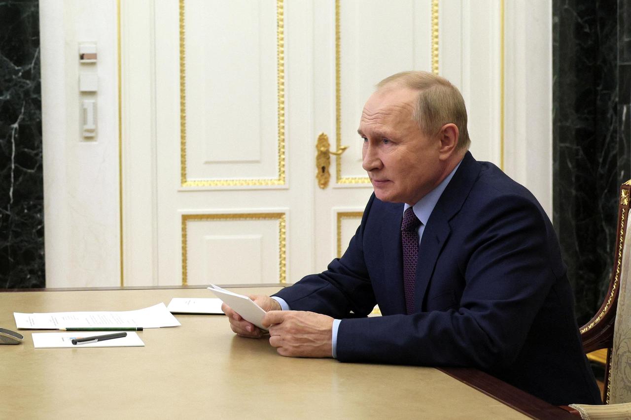 Russian President Vladimir Putin chairs a meeting in Moscow