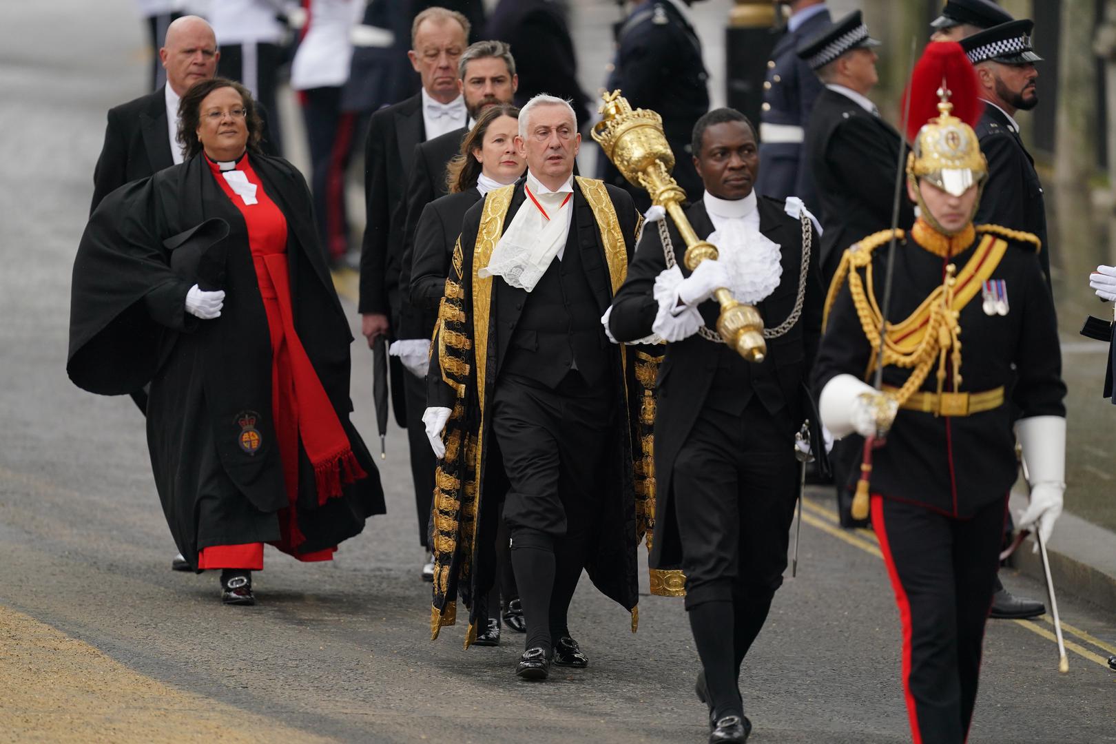 Speaker of the House of Commons Sir Lindsay Hoyle arriving ahead of the coronation ceremony of King Charles III and Queen Camilla at Westminster Abbey, central London. Picture date: Saturday May 6, 2023. Photo: Jacob King/PRESS ASSOCIATION