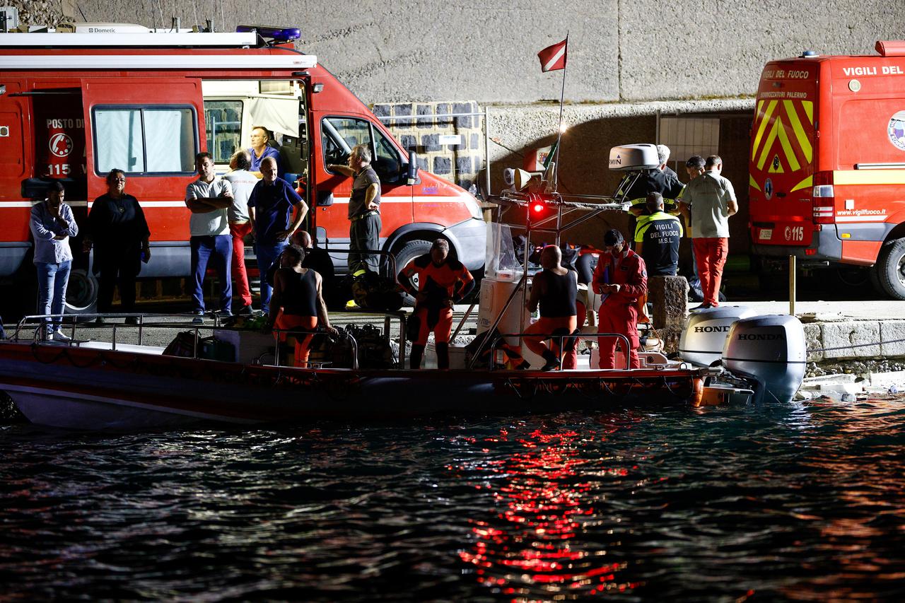 Search and rescue operation after a luxury yacht sank off Sicily