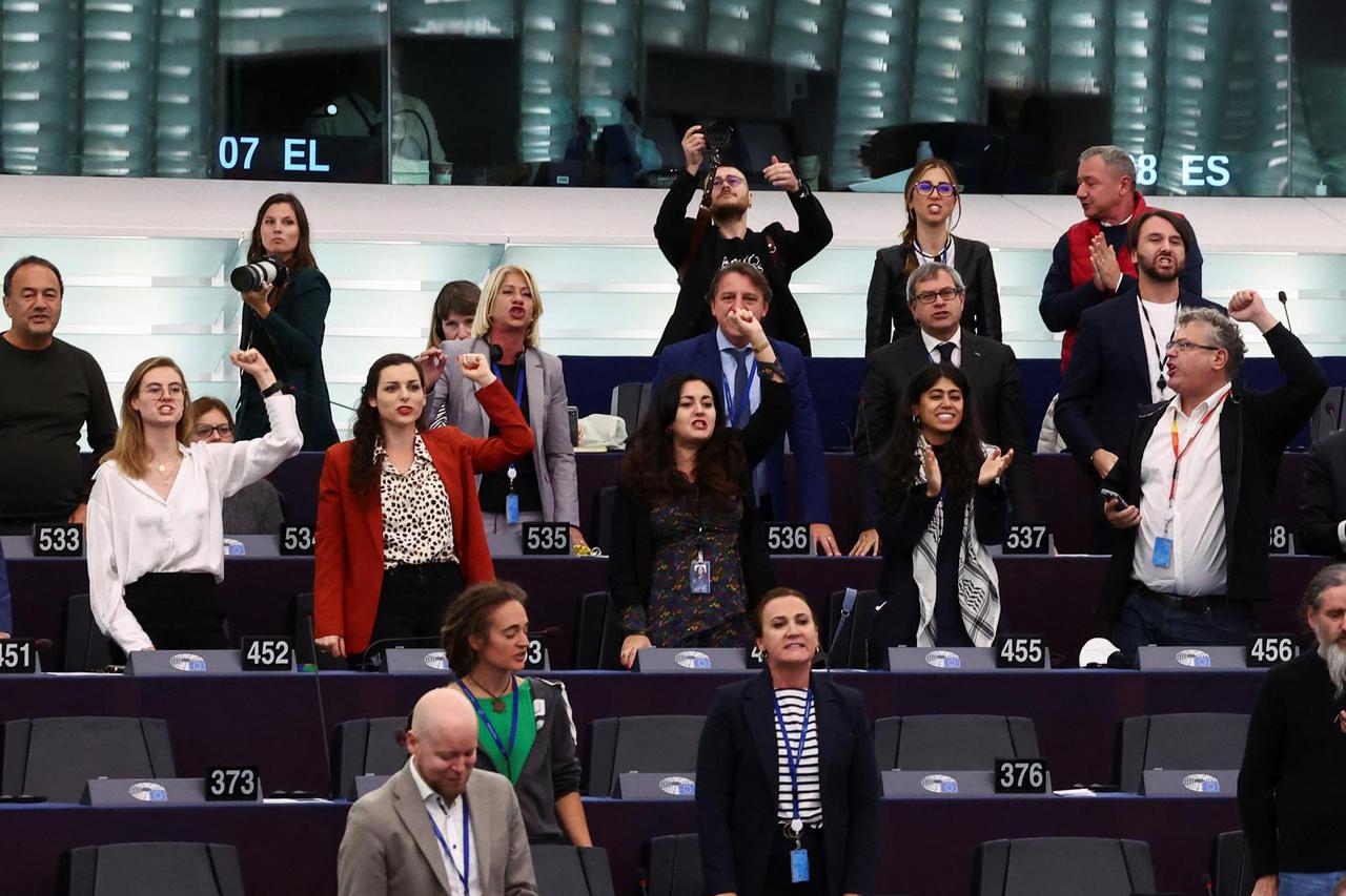 Hungary's Orban addresses European Parliament, in Strasbourg