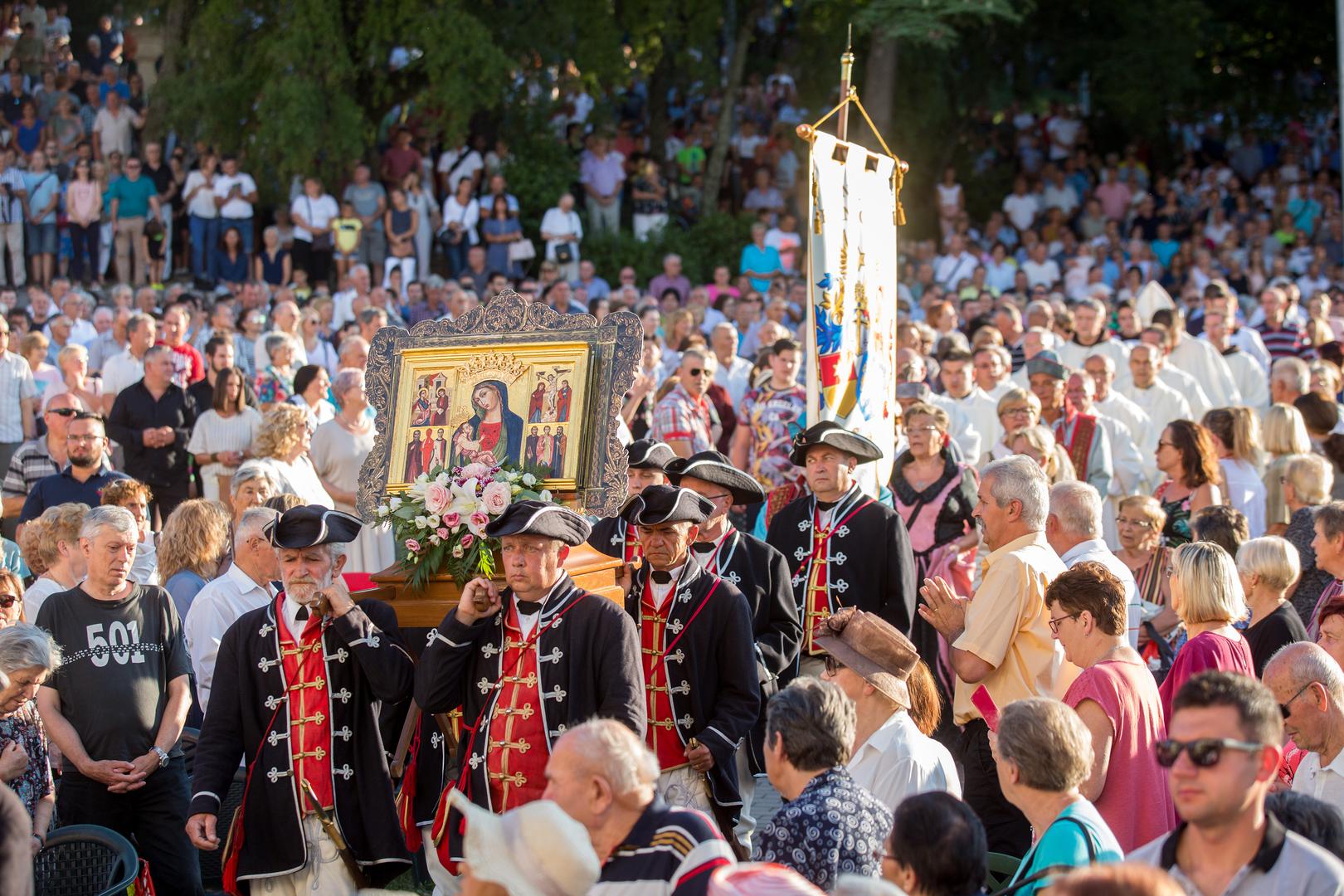 15.08.2019., Rijeka - U Svetistu Majke Bozje Trsatske odrzana je procesija i sveta misa povodom blagdana Velike Gospe. Photo: Nel Pavletic/PIXSELL