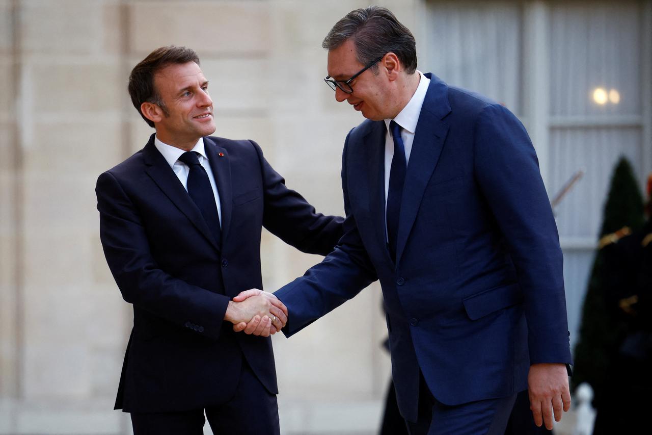 French President Macron meets Serbian President Vucic in Paris