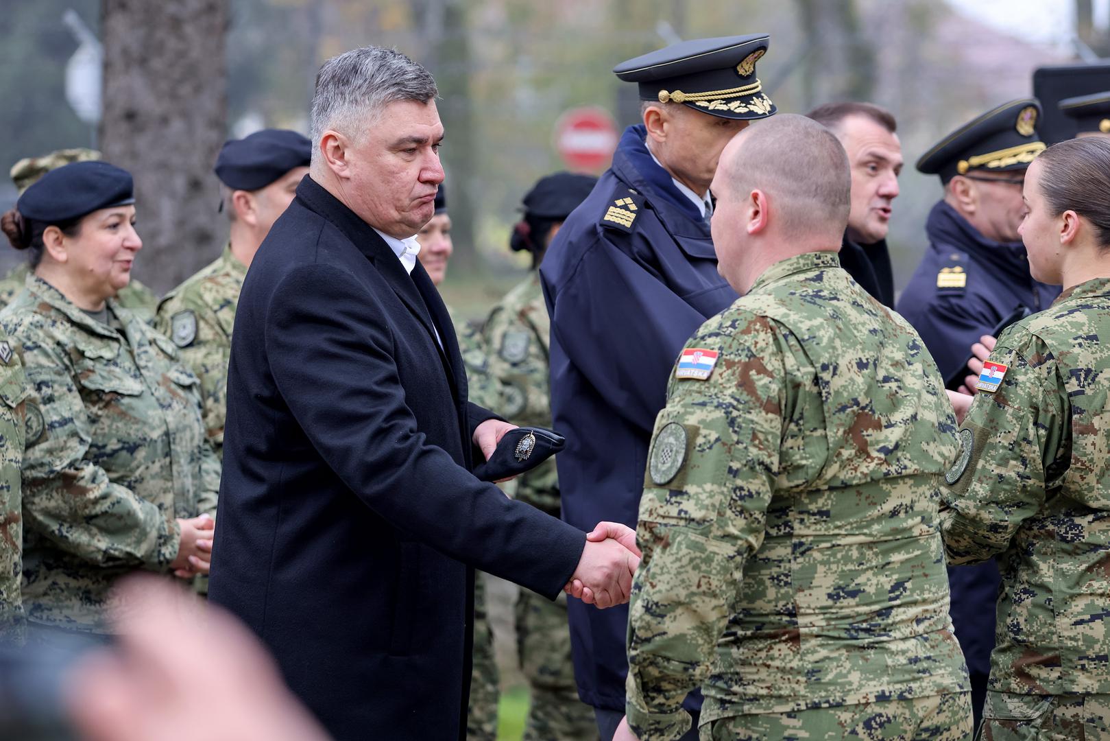 08.11.2024., Gospic - Predsjednik Republike i vrhovni zapovjednik Oruzanih snaga Republike Hrvatske Zoran Milanovic sudjelovao je na obiljezavanju 32. obljetnice ustrojavanja 9. gardijske brigade „Vukovi“ i Dana Motorizirane bojne „Vukovi“ Gardijske mehanizirane brigade Photo: Sime Zelic/PIXSELL