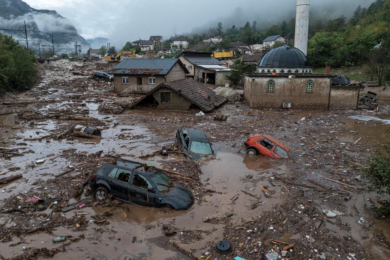 Aftermath of floods and landslides in the village of Donja Jablanica