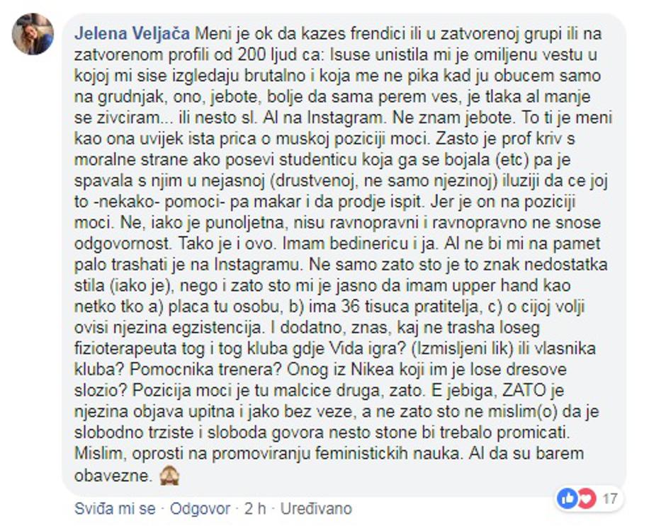 Jelena Veljača na Facebooku