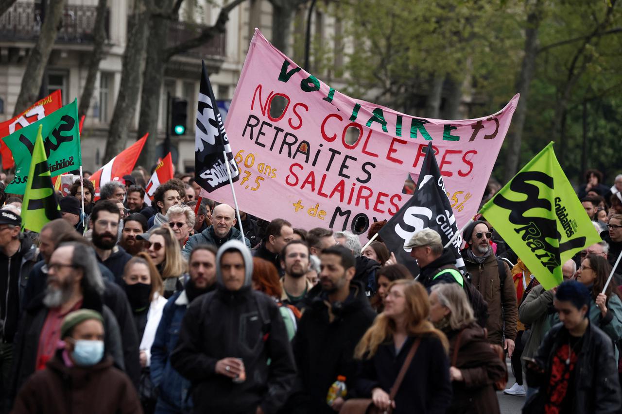 Protest against the pension reform law in Paris