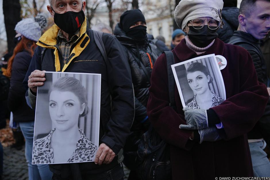 People protest after a death of Izabela, a 30-year-old woman in the 22nd week of pregnancy with activists saying she could still be alive if the abortion law wouldn't be so strict in Warsaw