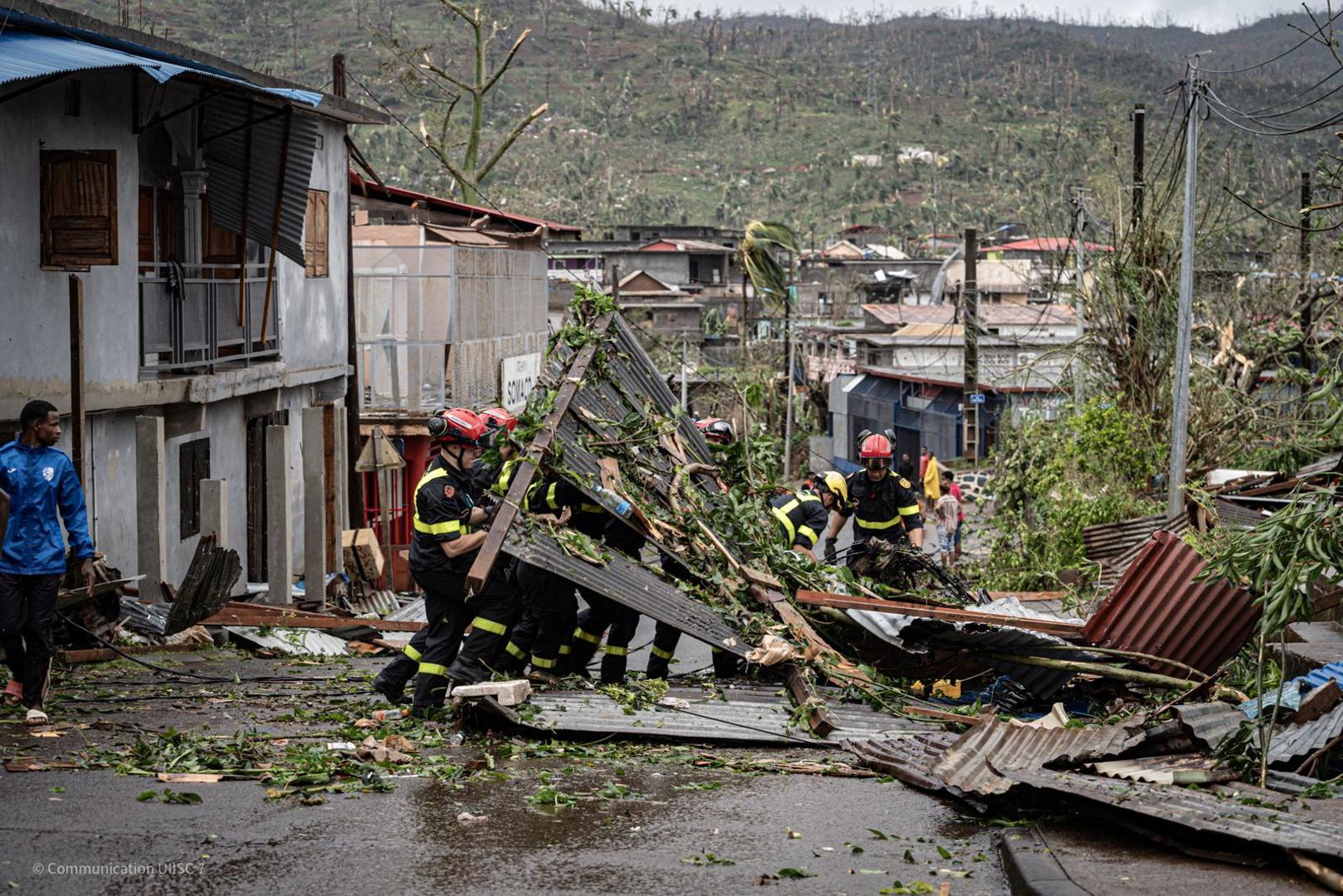 Rescue workers operate in storm-hit Mayotte, France, in this handout image obtained by Reuters on December 16, 2024. UIISC7/Securite Civile/Handout via REUTERS    THIS IMAGE HAS BEEN SUPPLIED BY A THIRD PARTY. NO RESALES. NO ARCHIVES Photo: UIISC7/Securite Civile/REUTERS