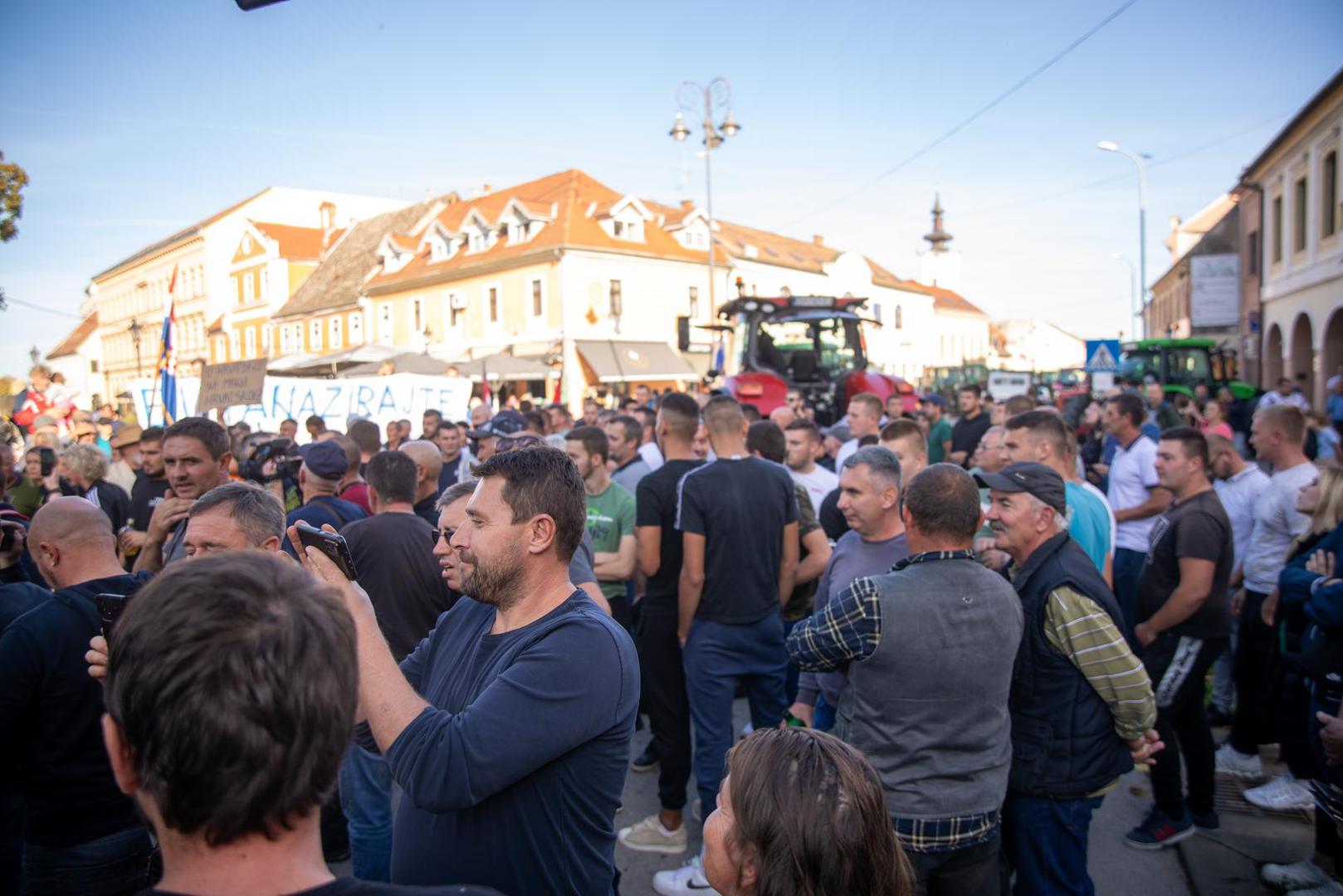 29.10.2023., Vinkovci - Prosvjed svinjogojaca u Vinkovcima zbog africke svinjske kuge. Photo: Borna Jaksic/PIXSELL